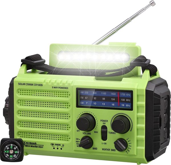 Mesqool Notfallradio Solar Kurbel Tragbares Radio, Wasserdicht LED Dynamo Lampe Powerbank