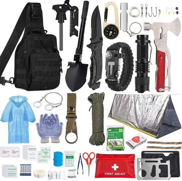 Outdoor Survival Kit 160 tlg, Multifunktional Outdoor Kit mit, Erste-Hilfe-Kit