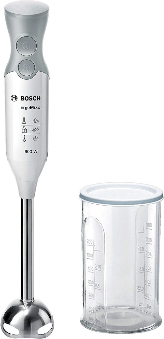 Bosch Stabmixer ErgoMixx MSM66110, Edelstahl-Mixfuß, Mix- und Messbecher, 2 Geschwindigkeitsstufen