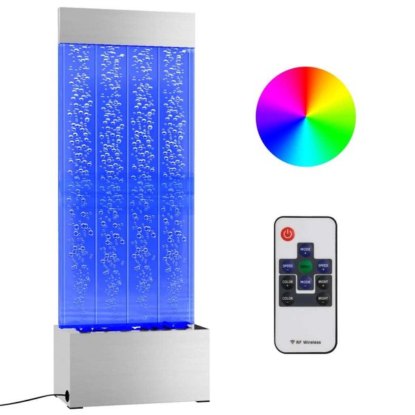 Wassersäule, Wasserfall mit RGB LEDs Edelstahl und Acryl 110 cm, GALABY®