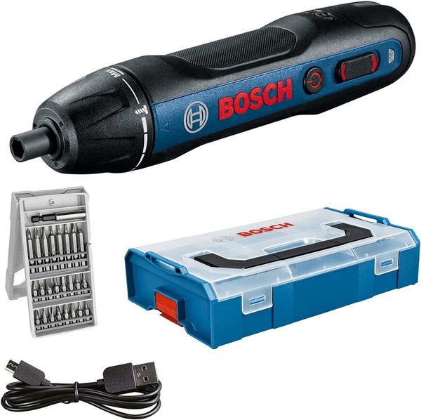 Bosch Professional Akkuschrauber Bosch GO (inkl. 25-tlg. Bit-Set, USB-Ladekabel, Ohne Ladekabeladapt