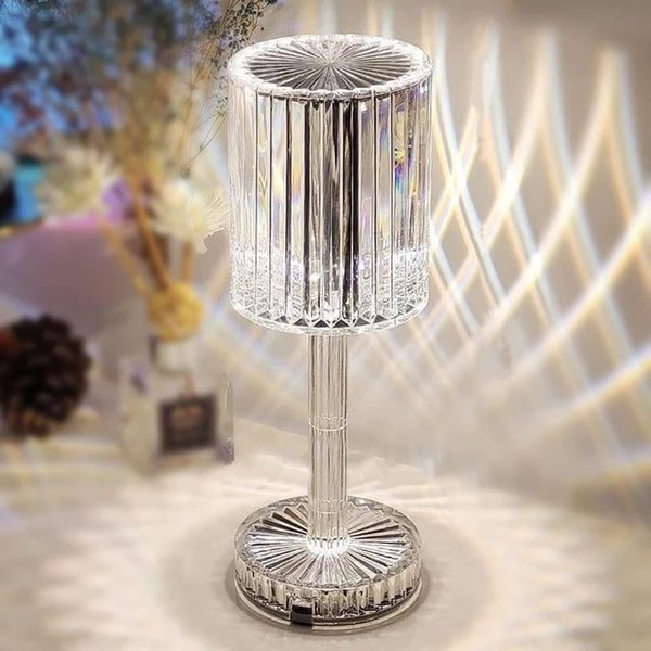 Tischlampe Kristall - LED Diamant Tischlampe mit 16 Farben - Wiederaufladbar Akku